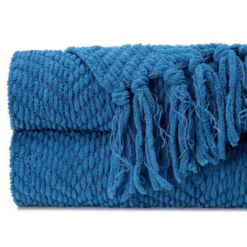 Chanasya Textured Knit Throw Blanket with Tassels