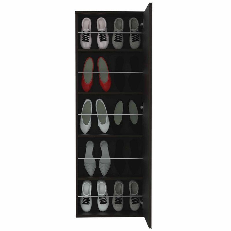 Depot E-Shop Wall Shoe Rack 54" H, One Mirror, One Door, Five Internal Storage Shelves, Approximate Capacity for Ten Shoes