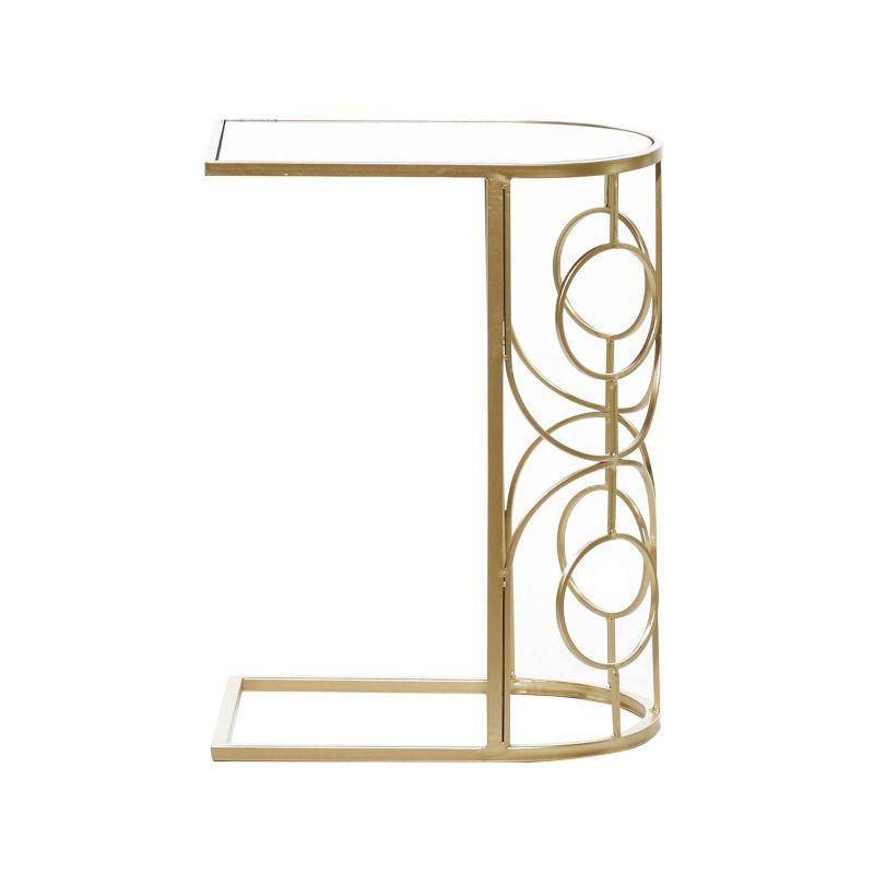 Contemporary Mirrored Accent Table Gold - Olivia & May: No Assembly, Indoor Use, Iron Frame