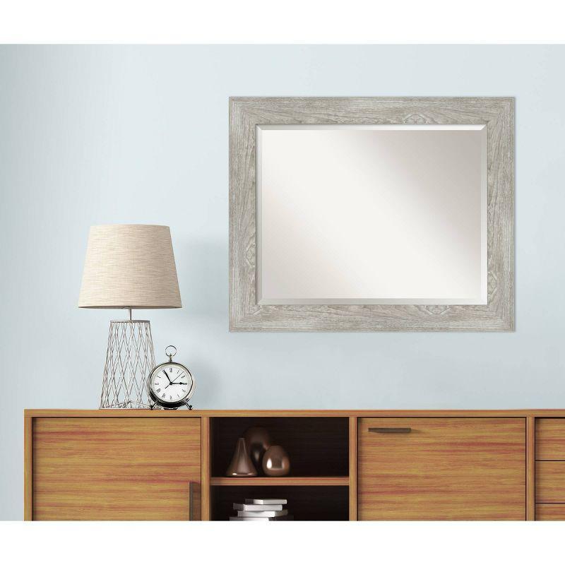 Dove Greywash Rectangular Wood Bathroom Vanity Mirror