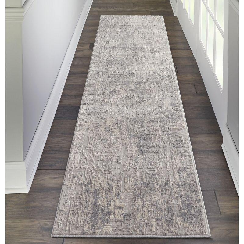 Nourison Rustic Textures Abstract Indoor Area Rug Ivory/Silver 2'2" x 7'6"