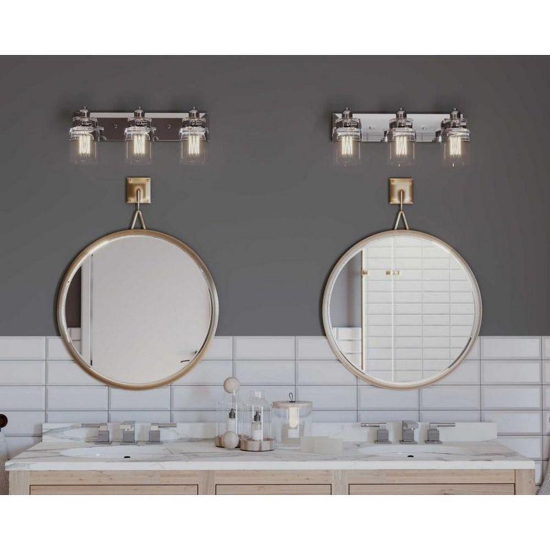 Progress Lighting Calhoun 3-Light Bath Vanity, Steel, Antique Bronze, Clear Glass Shade