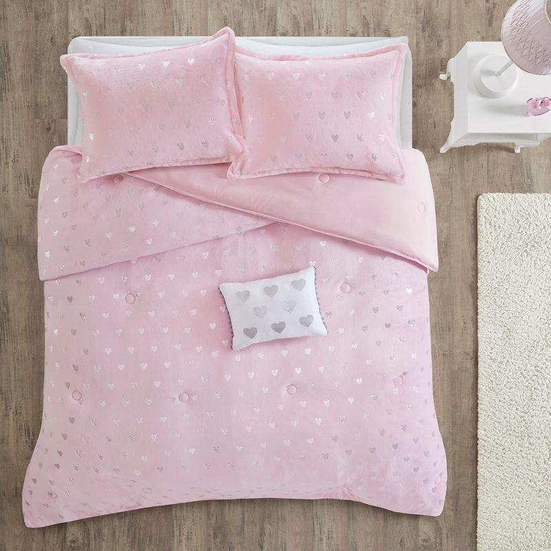 Intelligent Design Rosalie Metallic Printed Plush Comforter Set