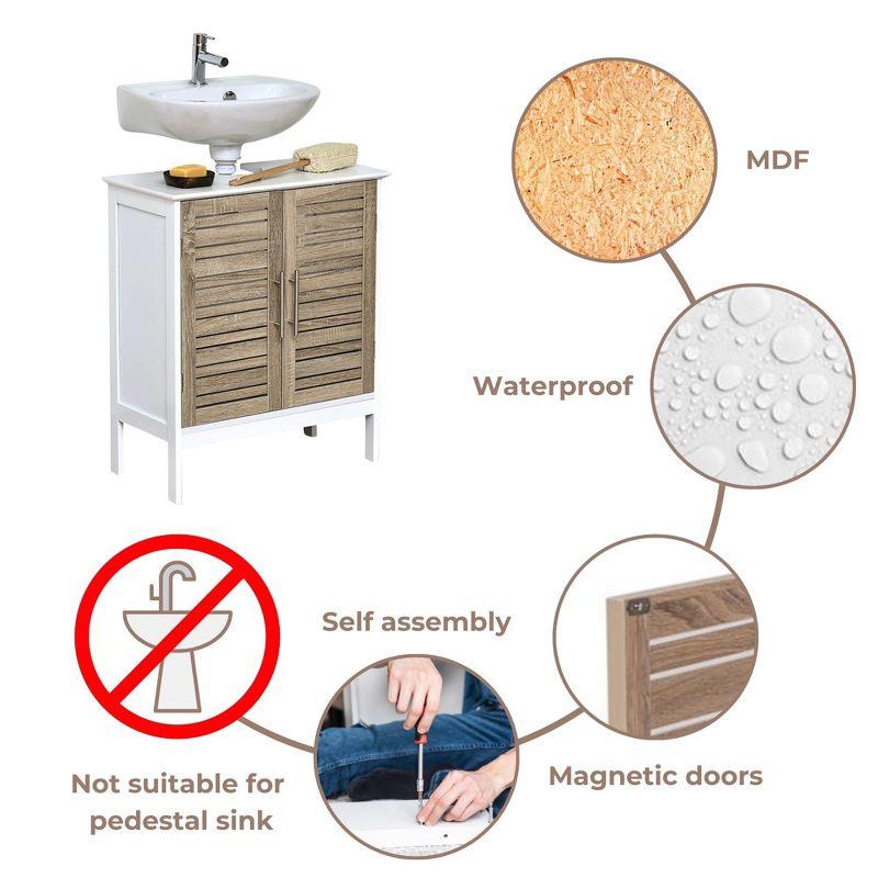 Evideco Stockholm Vanity Base Only Sink Floor Cabinet 2 Doors Oak-Colored