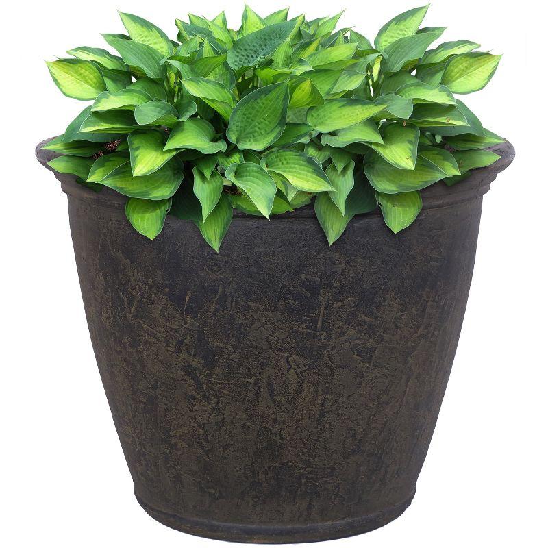 Anjelica Rustic Sable 24" Double-Walled Polyresin Outdoor Planter