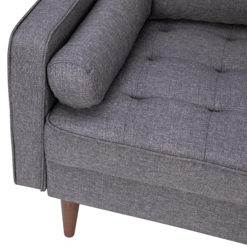 Flash Furniture Hudson Mid-Century Modern Loveseat Sofa with Tufted Faux Linen Upholstery & Solid Wood Legs in Dark Gray