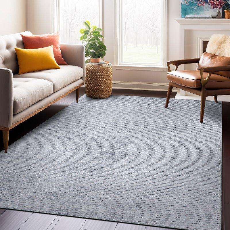 World Rug Gallery Contemporary Distressed Stripe Machine Washable 3'3"x5' Gray Area Rug