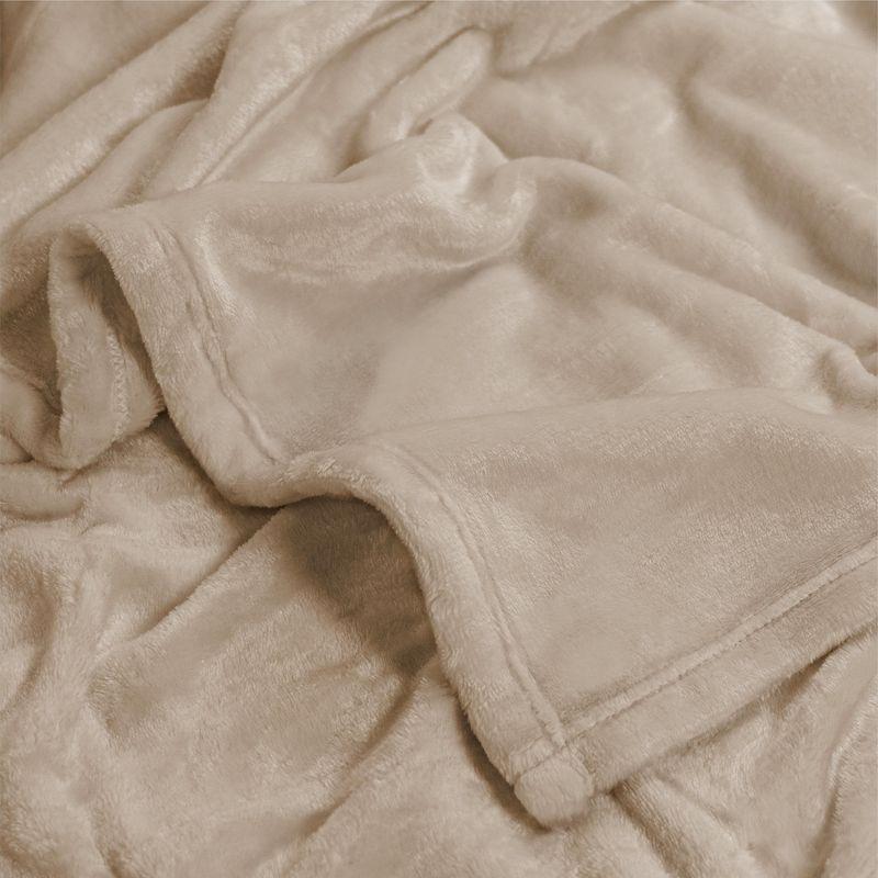 PAVILIA Luxury Fleece Blanket Throw for Bed, Soft Lightweight Plush Flannel Blanket for Sofa Couch , Taupe/Throw - 50x60