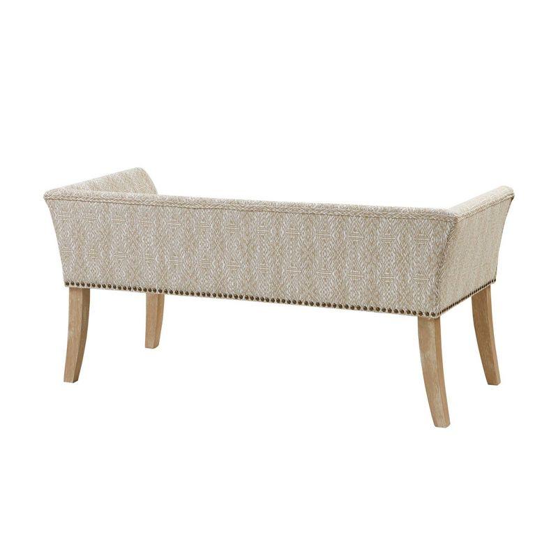 Madera Accent Bench Taupe: Madison Park, Rectangle, Nailhead Trim, Polyester Upholstery, Wood Legs