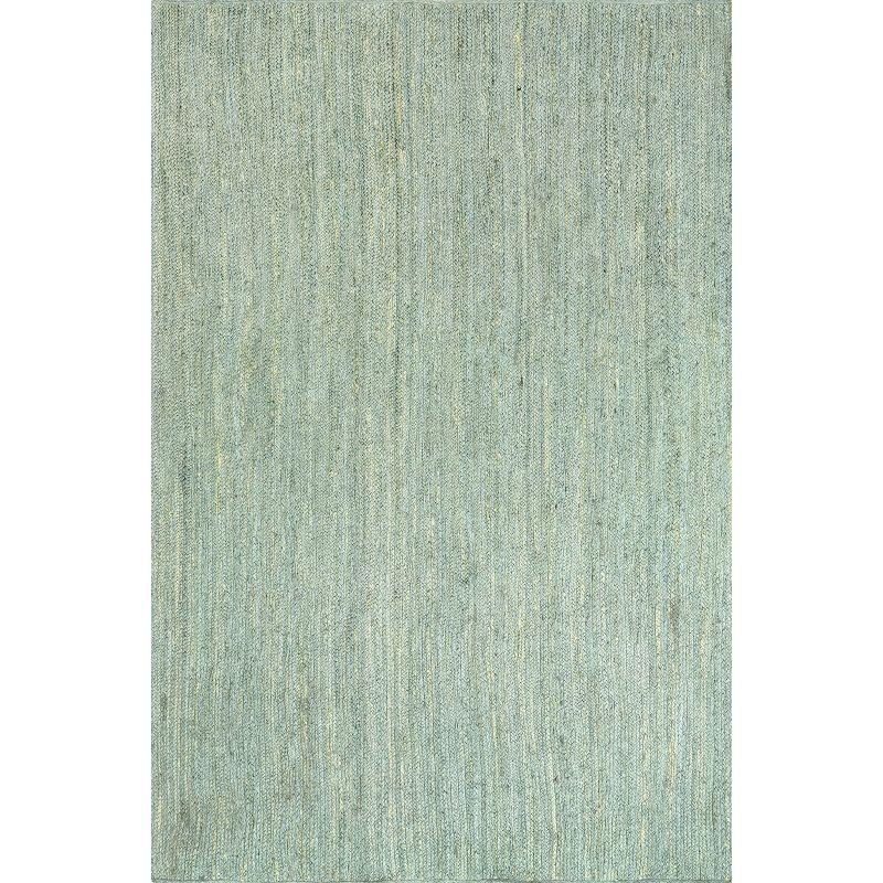 Nuloom 6x9 Rigo Jute Hand Woven Area Rug, Green, Solid Farmhouse Design, Natural Fiber Bedroom, Living Room, Kitchen