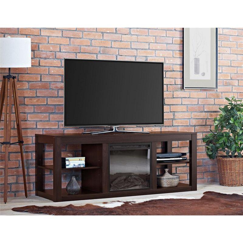 Parsons Espresso 59" Modern Electric Fireplace TV Stand with Cabinet
