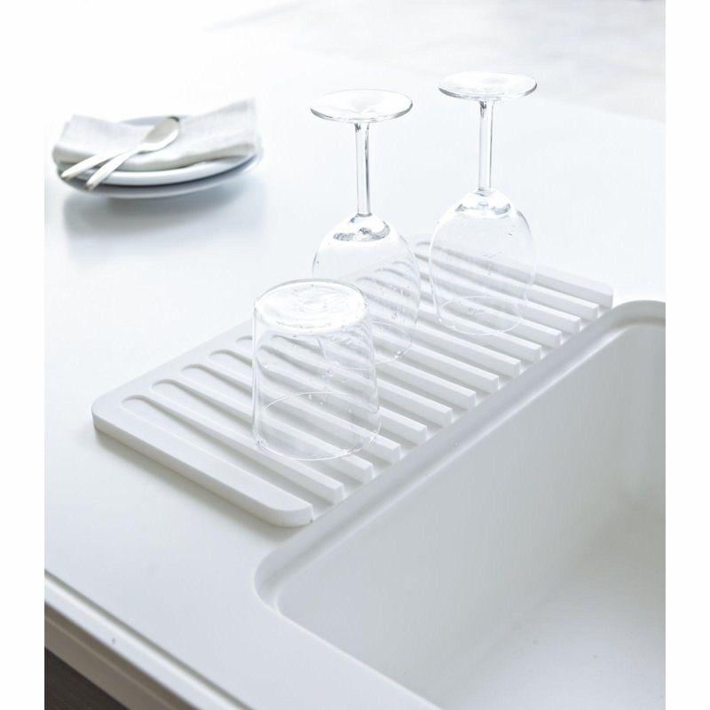 Yamazaki Home Self Draining Tray - Drying Board, Dish Drainer Mat, Silicone