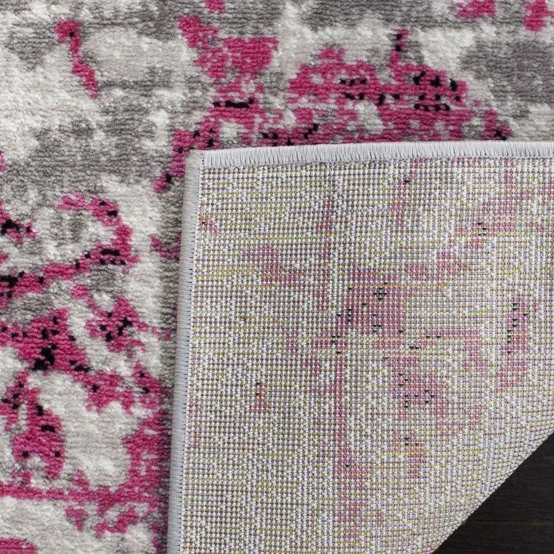 Elysian Abstract Pink and Ivory Square Synthetic Rug