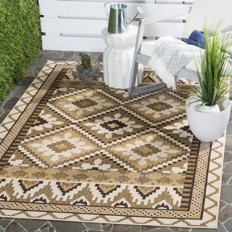 Veranda VER096 Power Loomed Indoor and Outdoor Area Rug - Creme/Brown - 4'x5'7" - Safavieh.