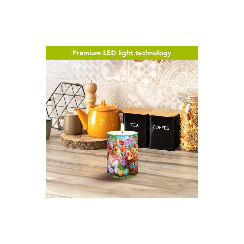 Briarwood Lane Spring Easter Flameless Candle 6x3 Bunnies and Basket Flameless Candle with Timer for Easter