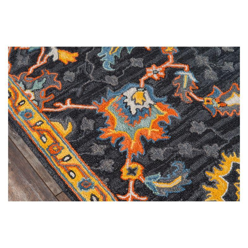 Momeni 2'x3' Floral Tufted Accent Rug Charcoal: Wool Botanical Area Rug, Traditional Handmade Medium Pile