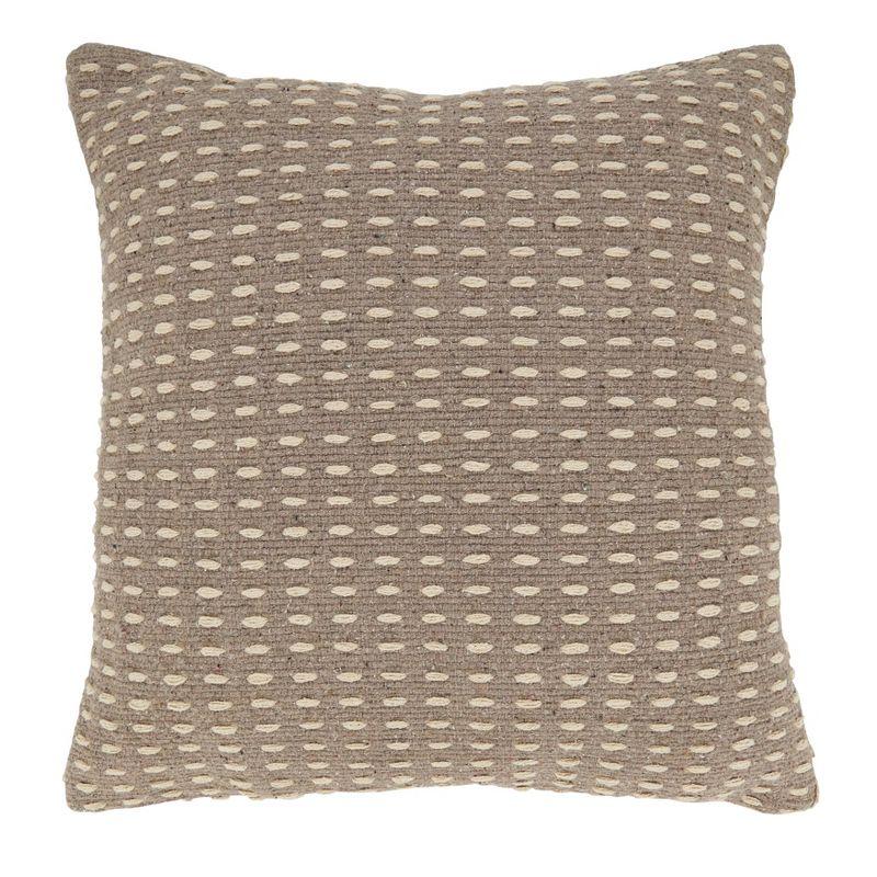 20"x20" Oversize Woven Wonder Dashed Poly Filled Square Throw Pillow Gray - Saro Lifestyle: Cotton Fabric, Indoor Decorative Cushion