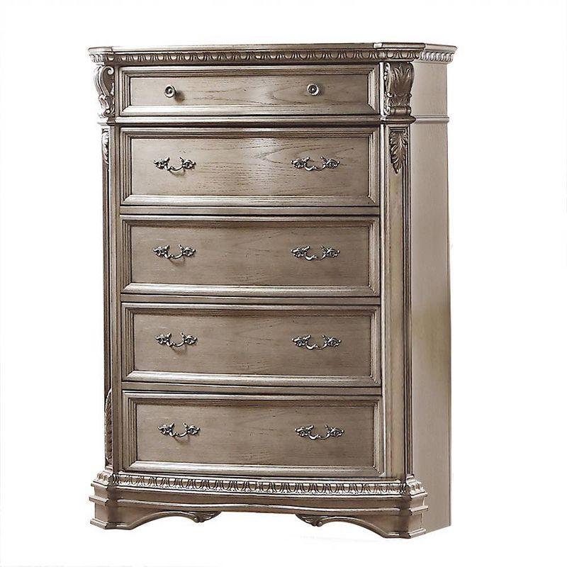 Elegant Gray 45" Antique Silver Chest with Dovetail Drawers