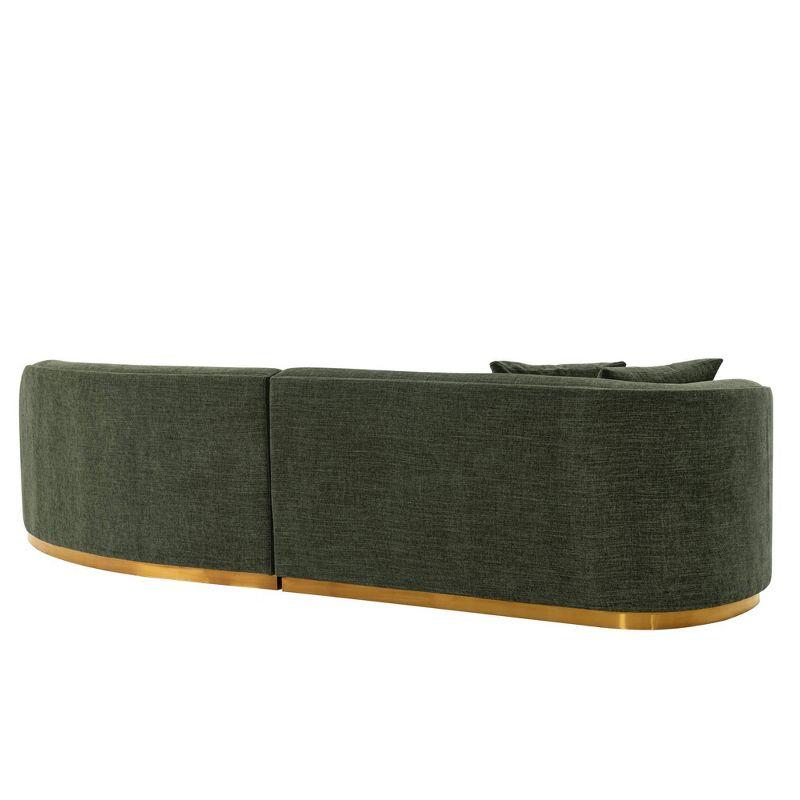 131.89" Daria Linen Upholstered Sofa Sectional with Pillows Olive Green - Manhattan Comfort