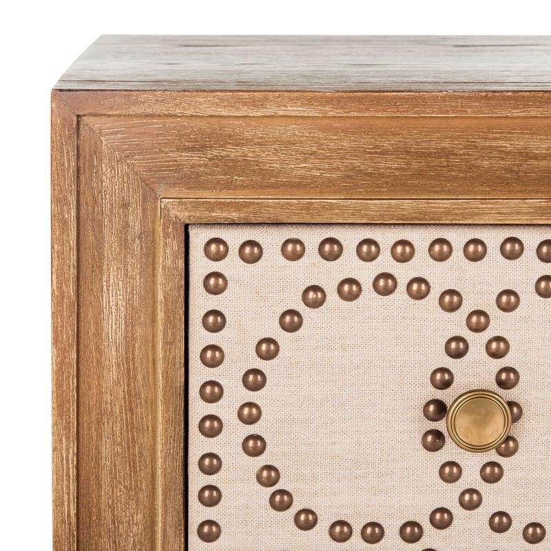 Kenta 3 Drawer Chest - Rustic Oak/Beige Linen - Safavieh.