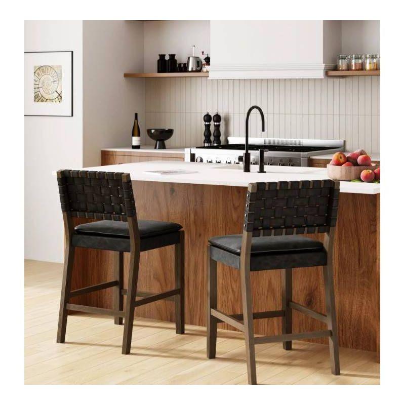 Nathan James Set of 2 Cohen Faux Leather Counter Height Barstool