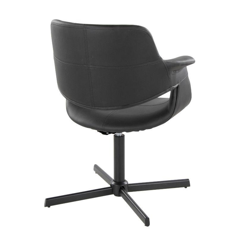 Vintage Flair Swivel Accent Chair Black - LumiSource: Upholstered Faux Leather, Metal Frame, 250lb Capacity