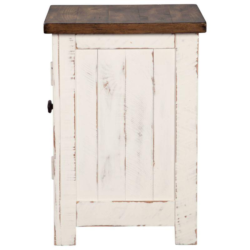 Wystfield Chair Side End Table White/Brown - Signature Design by Ashley: Rustic Storage, Adjustable Shelf