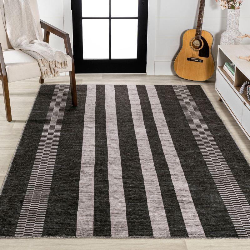 Vichy Geometric Striped Machine-Washable Indoor Area Rug - JONATHAN Y