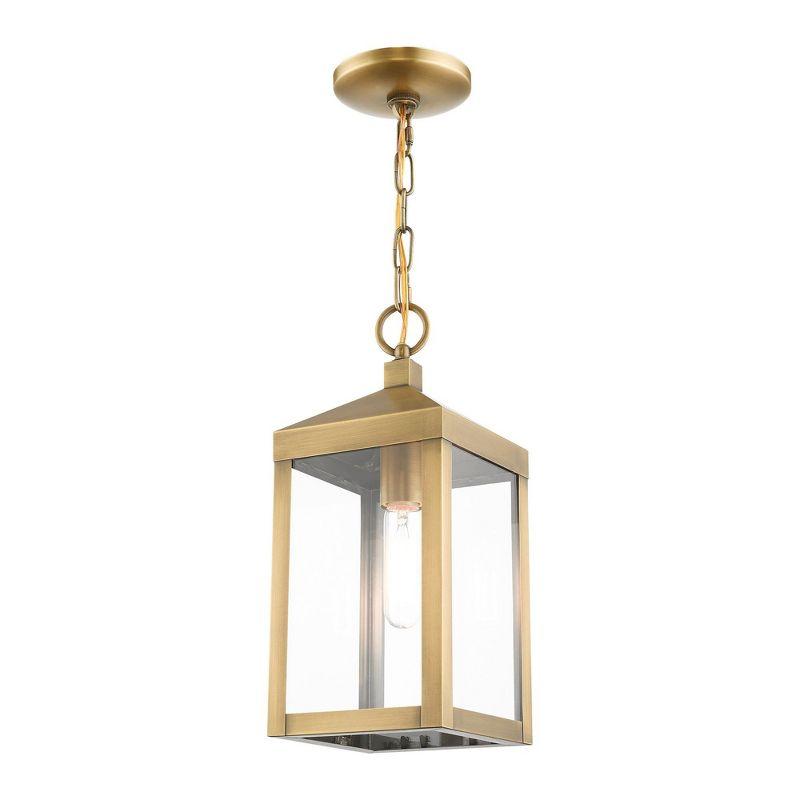 Lighting Lumens 6.25in Satin Post Top Lantern Outdoor Light with Clear Glass Shade