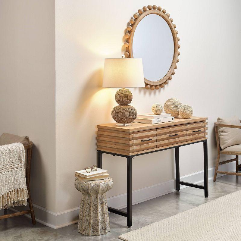 Arliss Seagrass Table Lamp Brown - Splendor Home: Rustic Linen Shade, UL Listed, 3-Way Switch
