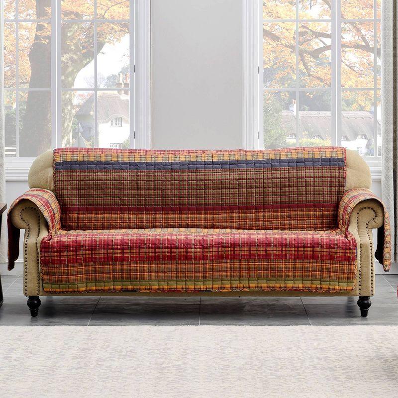 Gold Rush Reversible Plaid Sofa Slipcover