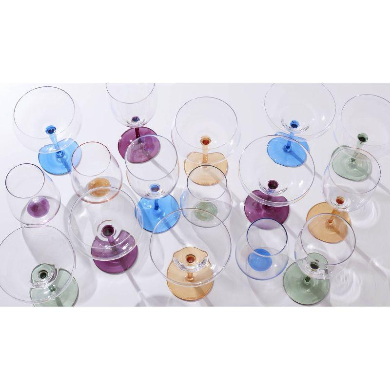 Colorful Margarita Glass Set with Multicolor Stems, Set of 4