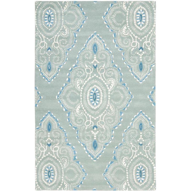 Blue and Ivory Hand-Tufted Wool 4' x 6' Area Rug