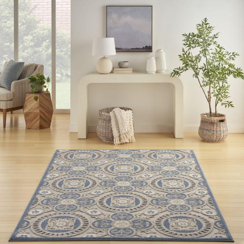 Elegant Retreat 4' x 6' Blue/Grey Synthetic Rectangular Rug