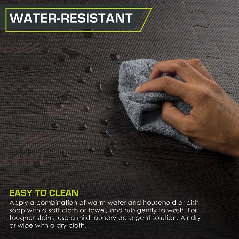 ProsourceFit Wood Grain Puzzle Mat 1/2-in, Carbon Black, 24 Sq Ft - 6 Tiles