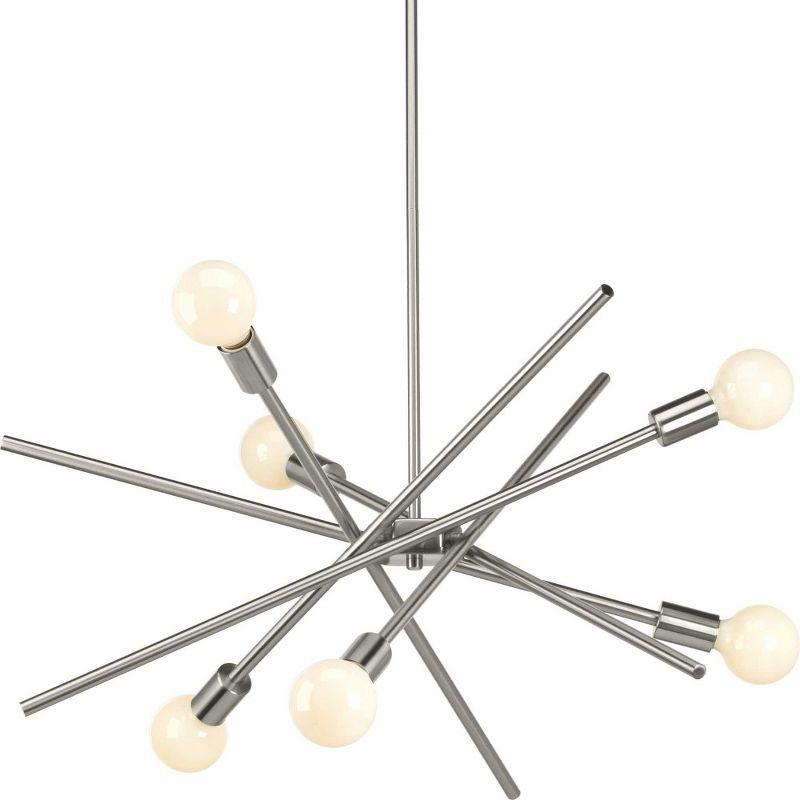 Progress Lighting Astra 6-Light Chandelier, Brushed Nickel, No Shade