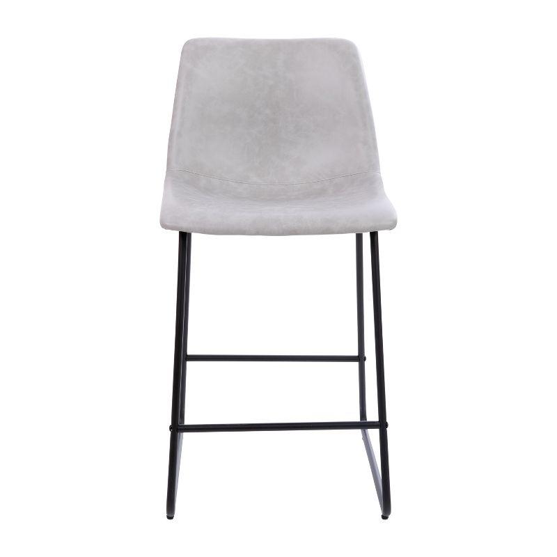 Flash Furniture Reagan 24 inch LeatherSoft Counter Height Barstools in Light Gray, Set of 2