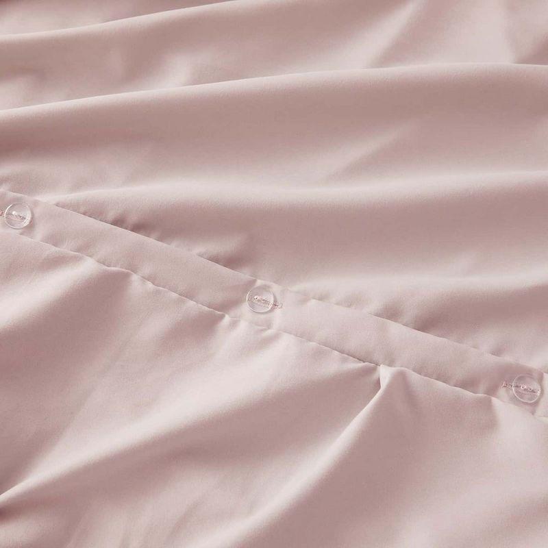 Nestl 3 Piece Pinch Pleated Duvet Cover Set, Full Size Pintuck Duvet Cover with Button Closure, Blush