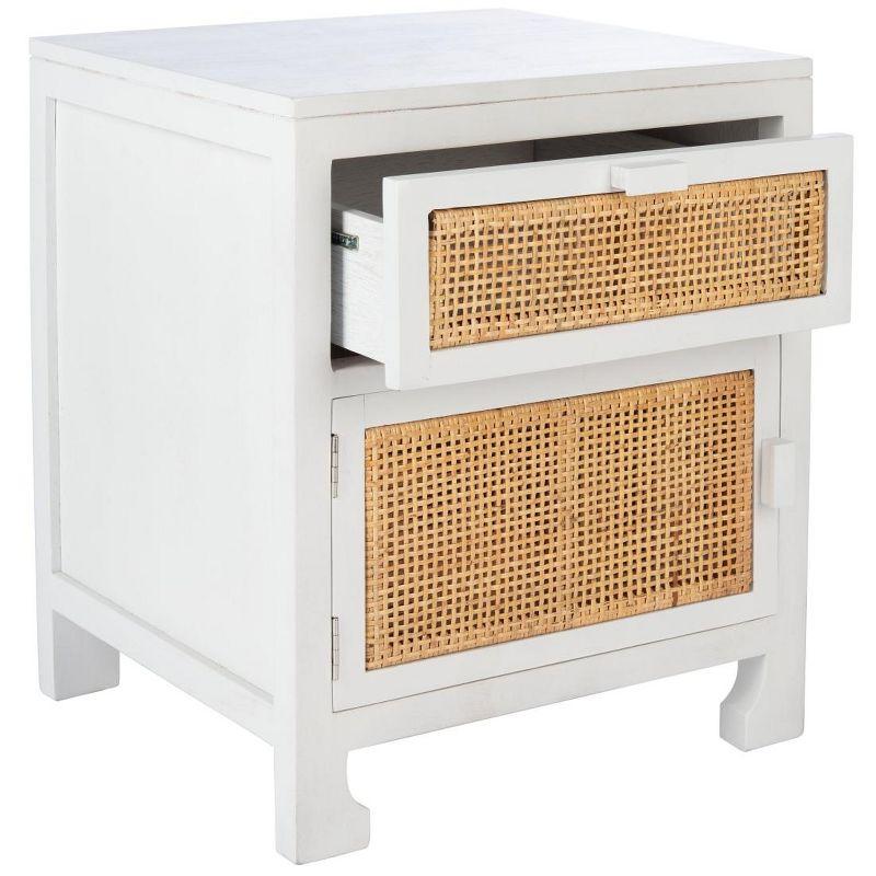 Dave 1 Drawer 1 Door Nightstand - NST4003 - White/Natural - Safavieh