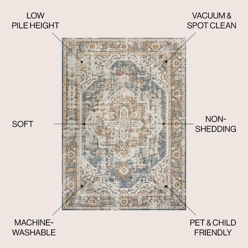 JONATHAN Y Keesha Bold Distressed Medallion Low-Pile Machine-Washable Indoor Area Rug