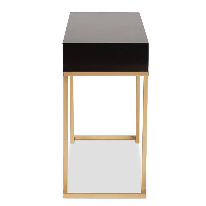 Beagan Wood and Metal 2 Drawer Console Table Black/Gold - Baxton Studio