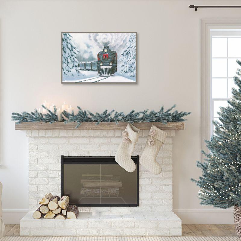 Amanti Art Christmas Train by Wellington Studio Canvas Wall Art Print Framed 33-in. x 23-in.