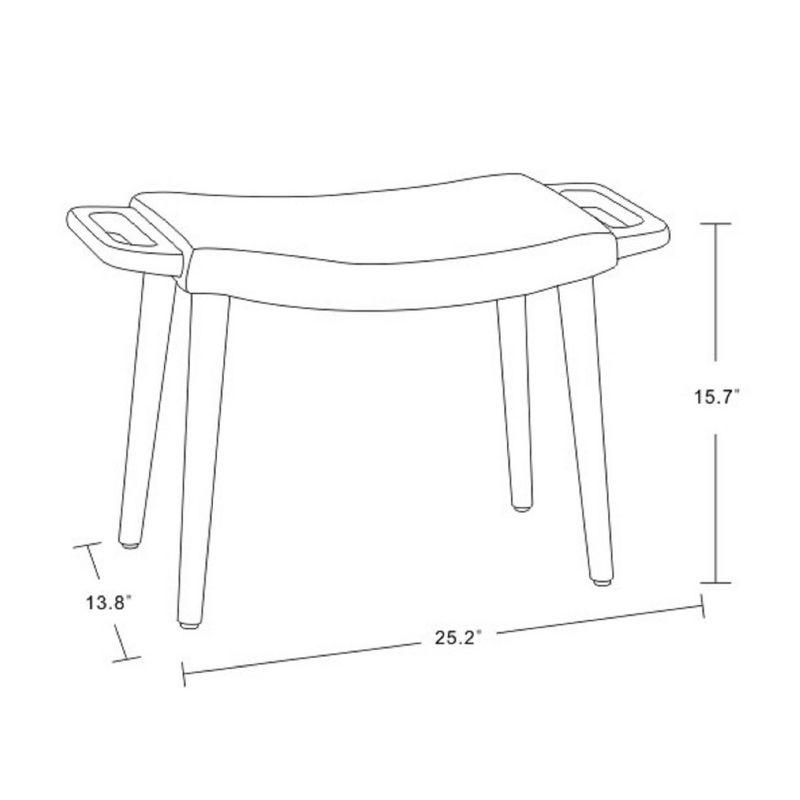 Manhattan Comfort Geta Ottoman Yellow: Upholstered Linen Footstool, Padded Seat, Ash Wood Legs