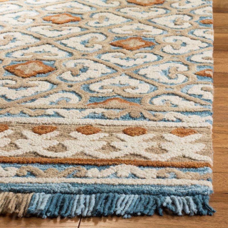 Blossom Ivory and Blue Hand Tufted Wool Area Rug