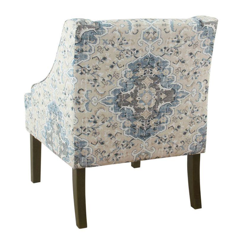 Antique Blue Classic Swoop Accent Armchair with Wood Legs