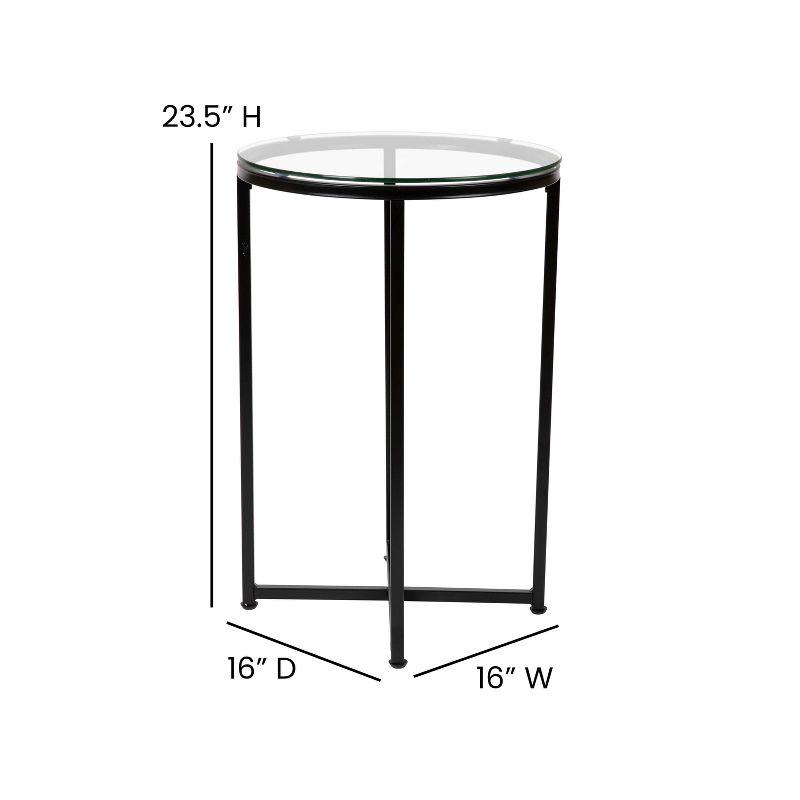 Flash Furniture Greenwich Collection End Table - Modern Clear Glass Accent Table with Crisscross Matte Black Frame