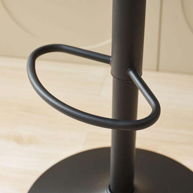 Bar Stools Set of 2,Adjustable Swivel Barstools, Faux Leather Bar Chairs,Upholstered Counter Height with High Backrest for Kitchen Island, Black