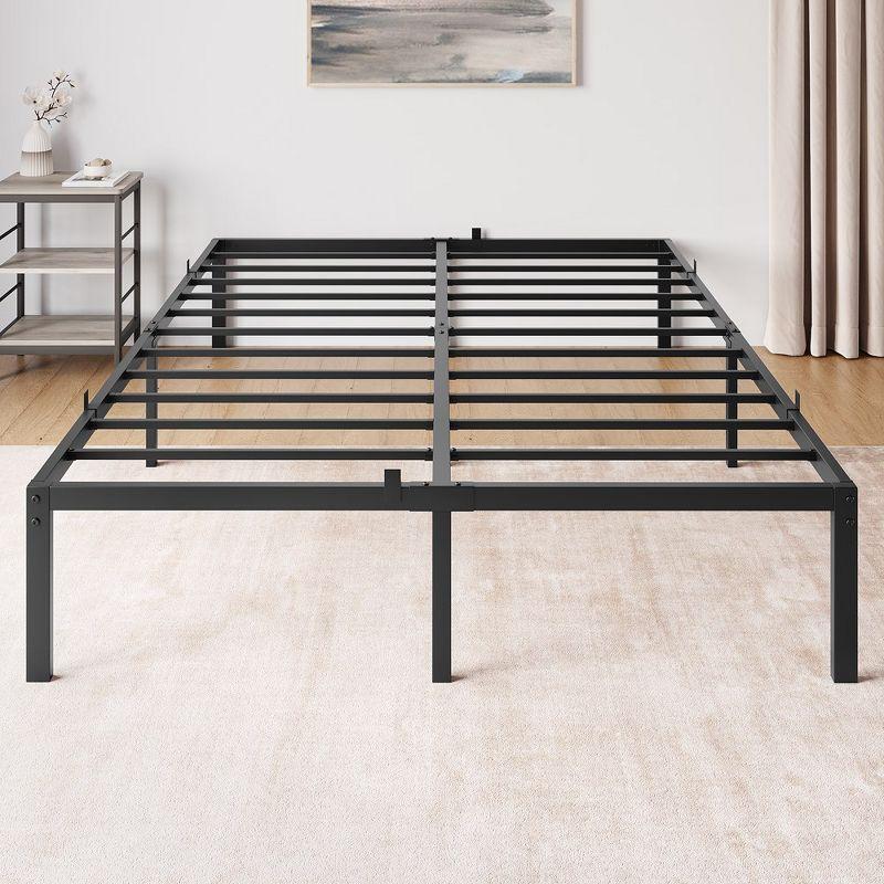 Whizmax 14 Inch Bed Frame with Storage,Metal Platform Bed Frame No Box Spring Needed Steel Slat Support, Black