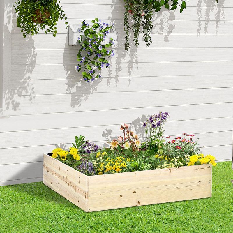 Elevated 4' x 4' Wooden Planter Box for Outdoor Gardening