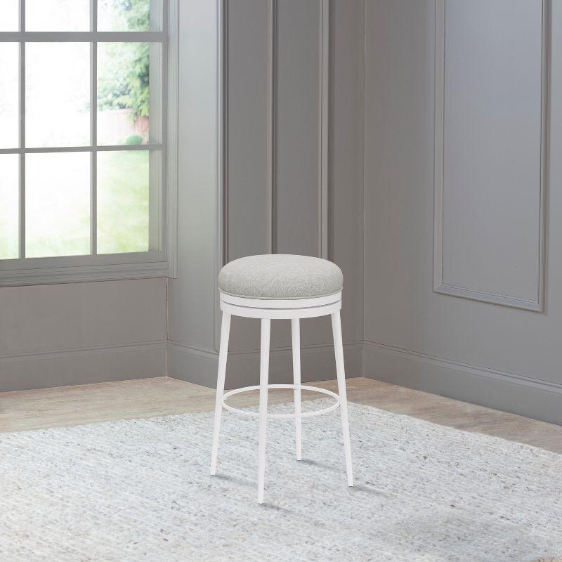 Aubrie Backless 26" Swivel Counter Height Barstool Off White/Silver - Hillsdale Furniture: Round Upholstered Metal Frame